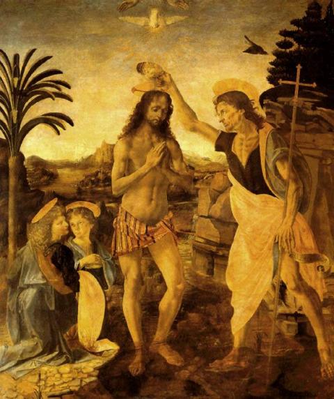 Krisztus megkeresztelése (Galleria degli Uffizi) – Andrea del Verrocchio és Leonardo da Vinci